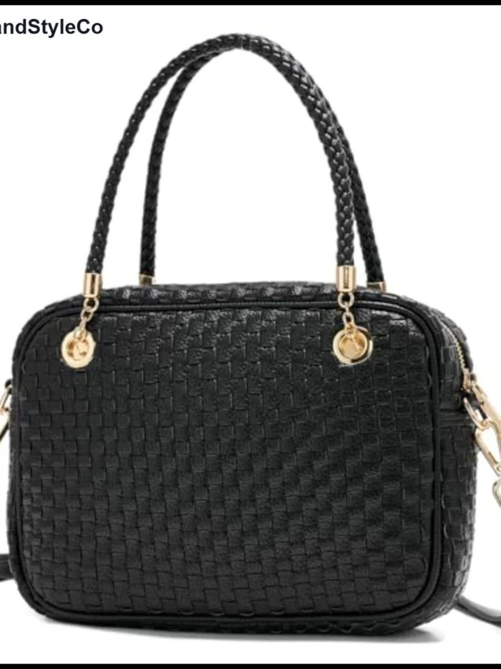 Woven Checkered Crossbody Bag for Women Vegan Leather Satchel Purse with